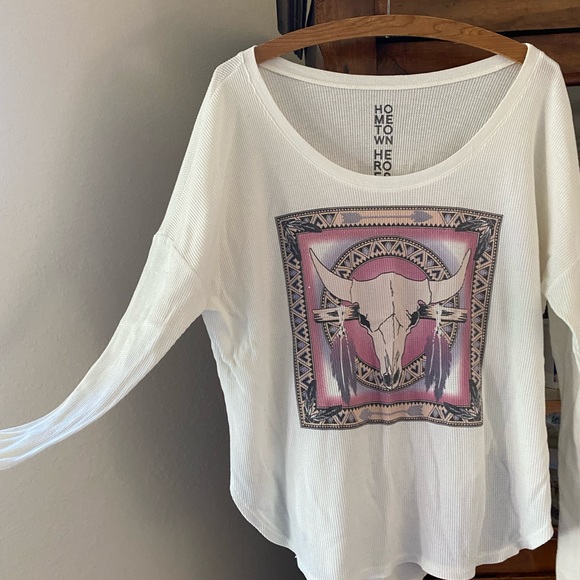 Urban Outfitters Cow Skull Thermal Long Sleeve Shirt - Picture 5 of 10